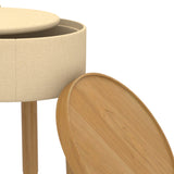 6. "Beige and Natural Round Ottoman with Tray - Convenient and Practical"