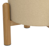 4. "Versatile Round Storage Ottoman - Beige and Natural Color Scheme"
