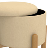 5. "Heidi Ottoman - Beige and Natural Design with Hidden Storage"