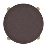 6. "Charcoal and Natural Round Ottoman - Ideal for Extra Seating and Storage"