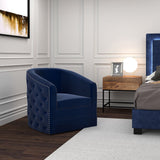 2. "Blue Velci Accent Chair - Contemporary Design with Plush Cushions"