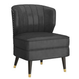 1. "Kyrie Accent Chair in Grey and Espresso - Stylish and comfortable seating option"