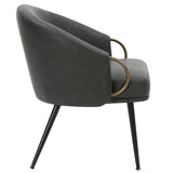 4. "Zita Accent Chair in Vintage Charcoal Faux Leather - Luxurious and Durable Seating Option"
