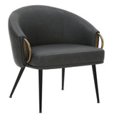 1. "Zita Accent Chair in Vintage Charcoal Faux Leather and Black - Elegant and Comfortable Seating"