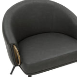 6. "Vintage Charcoal Faux Leather Zita Accent Chair - Enhance Your Living Space with Sophistication"