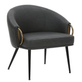 7. "Zita Accent Chair in Vintage Charcoal Faux Leather and Black - Add a Statement Piece to Your Home Decor"