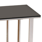 6. "Sturdy chrome and black end table with durable metal frame"