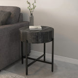 2. "Grey and Black Blox Round Accent Table - Perfect addition to any modern living space"