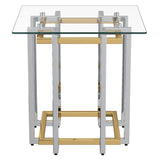 3. "Florina Accent Table - Medium-sized furniture with silver and gold finish"