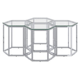 1. "Fleur 4pc Accent Table Set in Silver - Elegant and versatile furniture for your living space"