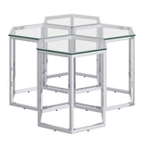 3. "Fleur 4pc Accent Table Set - Silver finish adds a touch of sophistication to any room"