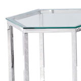5. "Silver Fleur Accent Table with sturdy metal construction"