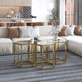 2. "Gold accent table set - Enhance your home decor with this stylish furniture collection"