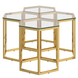 3. "Fleur 4pc Accent Table Set - Add a touch of sophistication to any room with these gold tables"