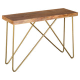 6. "Madox Console Table in Natural and Aged Gold with a stylish and timeless appeal"