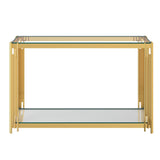 3. "Versatile Estrel Console Table in Gold with a sleek finish"