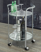 2. "Chrome bar cart with two spacious shelves - Neema collection"