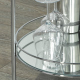 7. "Neema 2-tier Bar Cart in Chrome - Ideal for serving drinks and snacks"