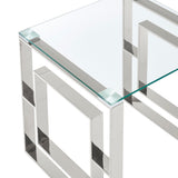 5. "Elegant Eros Desk in Silver with built-in cable management"