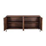 5. "Spacious sideboard featuring hand-carved floral motifs"