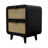 4. "Durable Cane Oval Two Drawer Night Stand for long-lasting use"