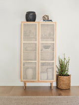 7. Medium-sized bookshelf with full doors - natural finish