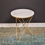 2. "White marble side table: Earth Wind & Fire collection"