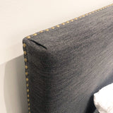 6. "Stylish Finlay Storage Queen Bed - Dovetail Grey Linen with hidden storage options"