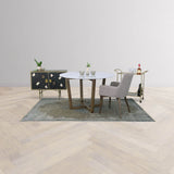 6. "Light Grey Fritz Arm Dining Chair with ergonomic armrests"