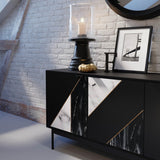 9. "Hexa Sideboard - Black Fossil with eye-catching medium-sized image"