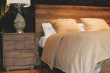 4. "Luxurious Nevada Queen Bed - Dark Driftwood for a comfortable sleep"