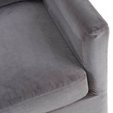 5. "Grey Heston Club Chair with sturdy wooden frame"