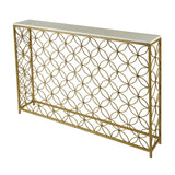 1. "Regal Console Table with Elegant Design and Storage Shelves"