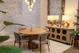 4. "Natural Wood Sculpture Dining Table: Bring nature's beauty to your dining space"