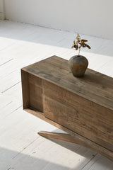 5. "Contemporary Meridian Sideboard with a unique geometric pattern and a spacious top surface"