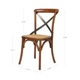 2. "Brown Cross Back Chair with Rattan Seat, adds a touch of elegance to any space"