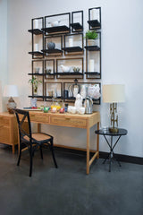 6. Versatile Cross Back Chair with Natural Brown Rattan Seat - Black