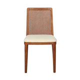 2. Scandi Boucle White/Brown Frame Cane Dining Chair