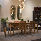 8. Oyster linen seat on a cane dining chair with natural frame for timeless appeal