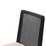 6. Oyster linen upholstered dining chair featuring a black frame