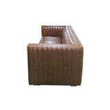 3. "Stylish Channel Sofa - Camel Brown with durable fabric upholstery"