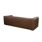 4. "Versatile Channel Sofa - Camel Brown for lounging or entertaining"