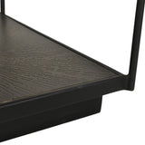 3. "Versatile cube side table with open shelf and drawer for organization"