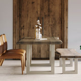 7. "Taj Large Dining Table - Vinegar Matte Top/ U Tube Metal Base: Easy to clean and maintain for everyday use"