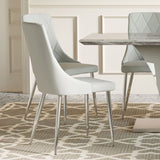 Devo Side Chair, Set of 2 in Light Grey and Chrome
