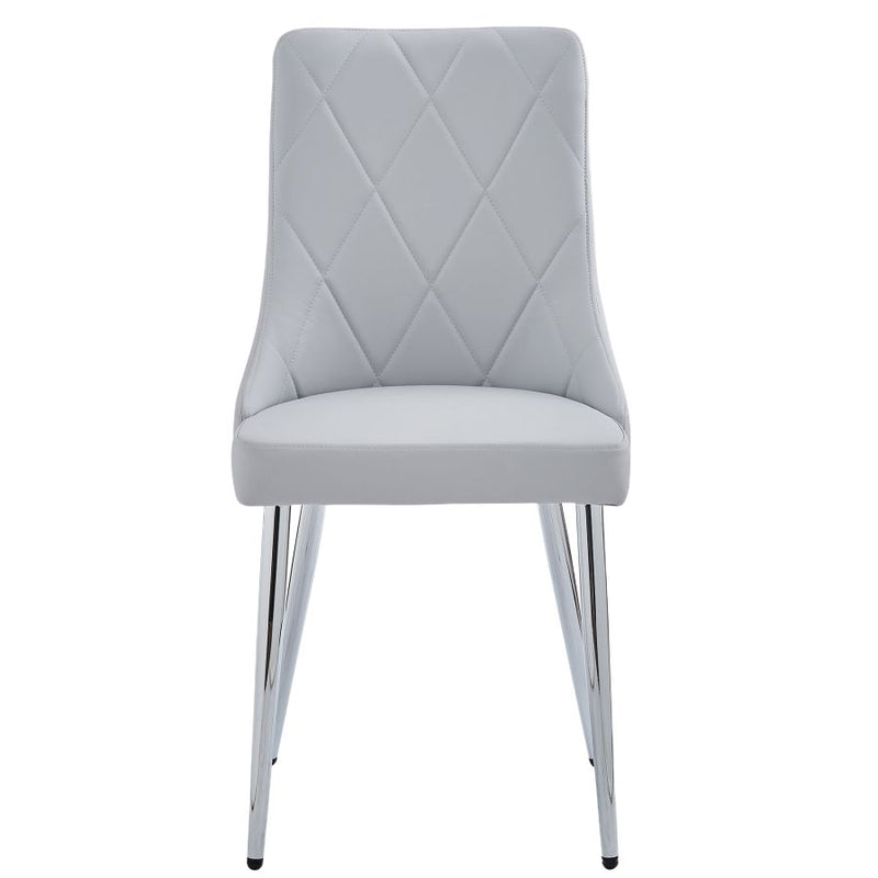Devo Side Chair, Set of 2 in Light Grey and Chrome