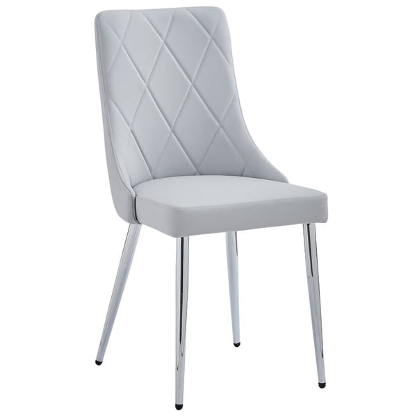 Devo Side Chair, Set of 2 in Light Grey and Chrome