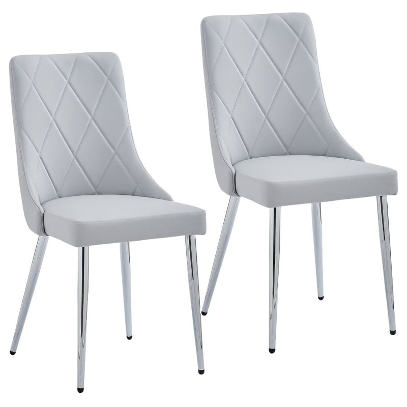 Devo Side Chair, Set of 2 in Light Grey and Chrome