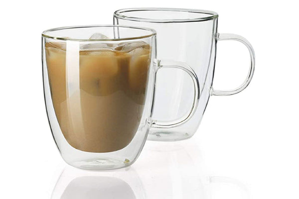 Double Wall Glass Mug keeps your beverage hot or cold for longer than a conventional coffee mug. The double wall glass design creates a thermal barrier that also prevents condensation from forming on the outside of your glass.