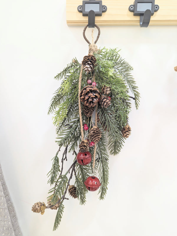 Teardrop Pine and Bell Ornament